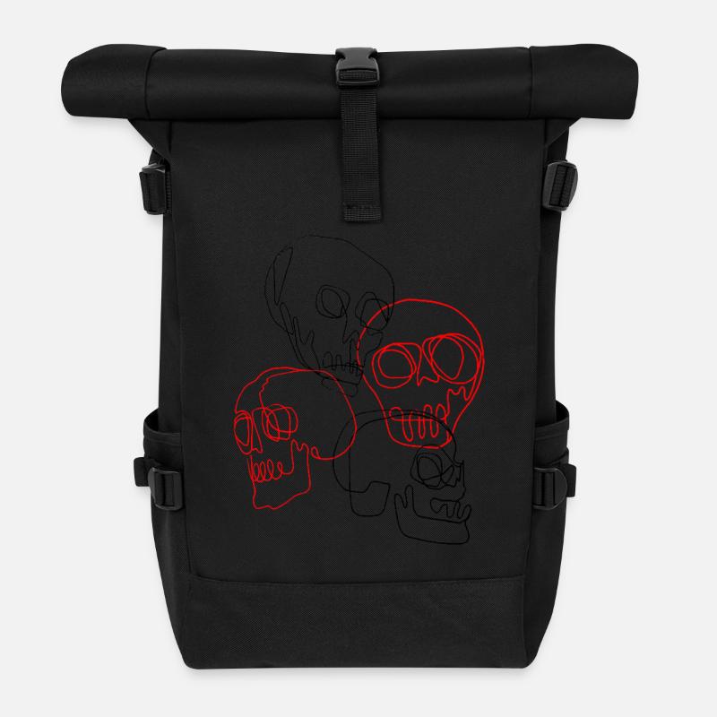 Schädel - Rolltop Rucksack - Schwarz