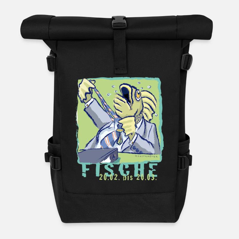 Sternzeichen-Fische - Rolltop Rucksack - Schwarz