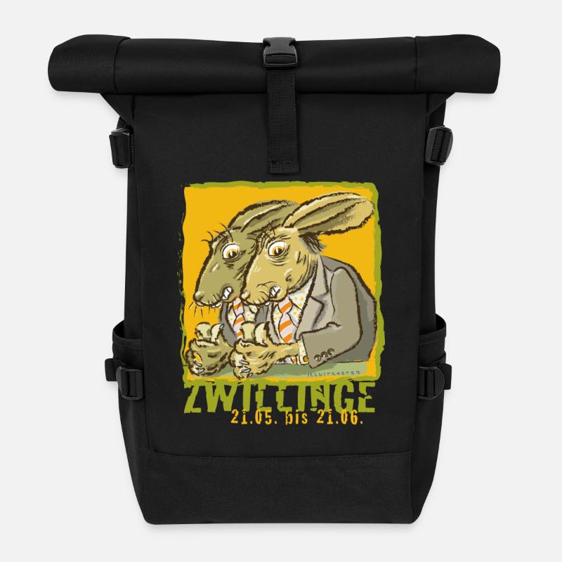 Sternzeichen-Zwillinge - Rolltop Rucksack - Schwarz