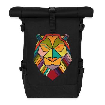 lion - Roll Top Backpack - black - Front