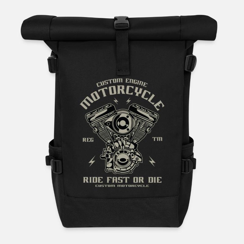 Custom Engine - Rolltop Rucksack - Schwarz