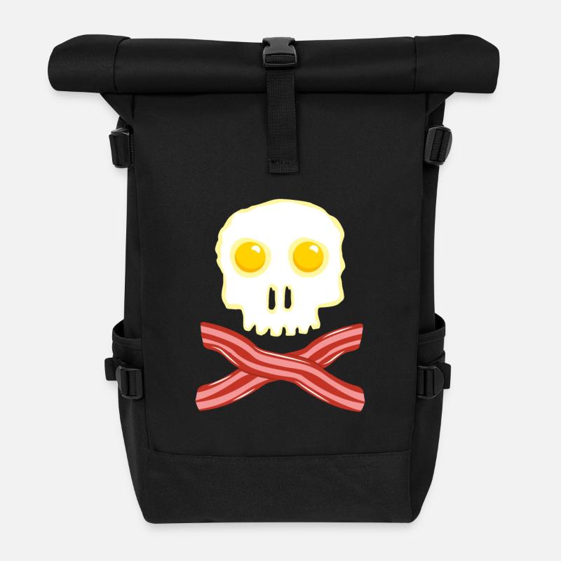 Bacon et oeufs Skull Skull - Oeufs de bacon - Sac à dos roll top - noir