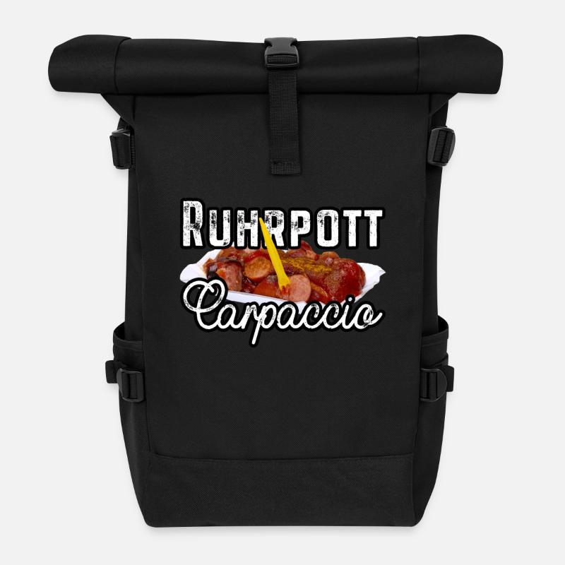 Currywurst Ruhrpott Carpaccio Bratwurst Geschenk - Rolltop Rucksack - Schwarz