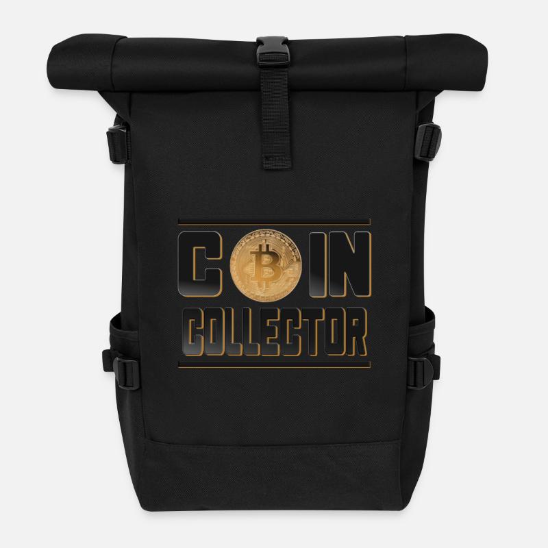 Bitcoin - Coin Collector Bitcoin Coin - Roll Top Backpack - black