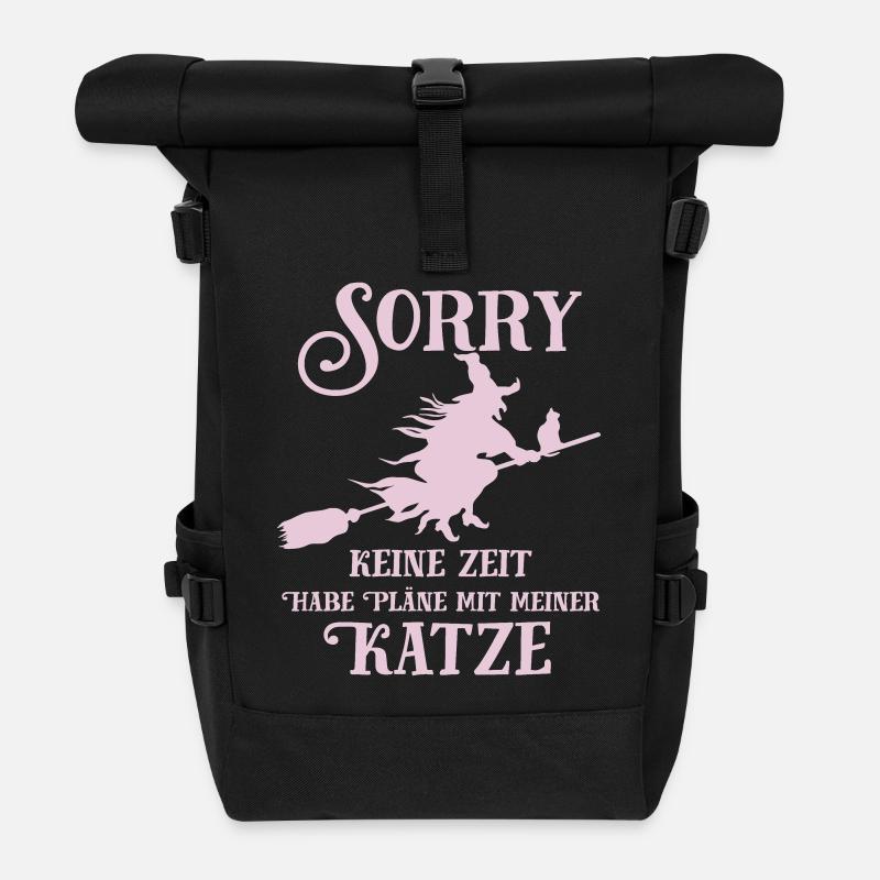 Katze Pläne Hexe - Rolltop Rucksack - Schwarz