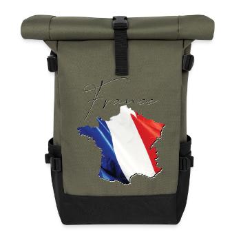 France flag on the France map EN - Roll Top Backpack - olive/black - Front