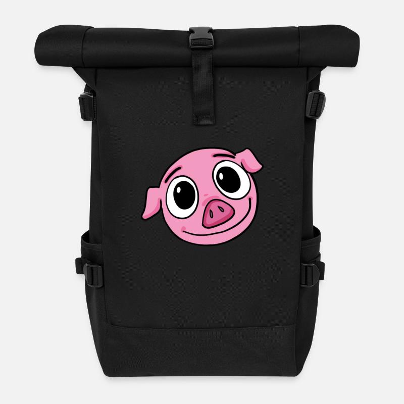 Schwein - Rolltop Rucksack - Schwarz