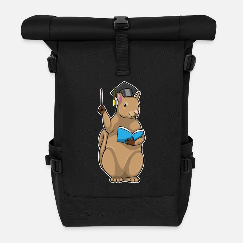 Eichhörnchen als Lehrer mit Buch - Rolltop Rucksack - Schwarz