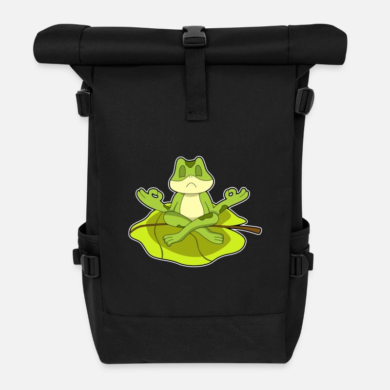 Frosch beim Meditieren - Rolltop Rucksack - Schwarz
