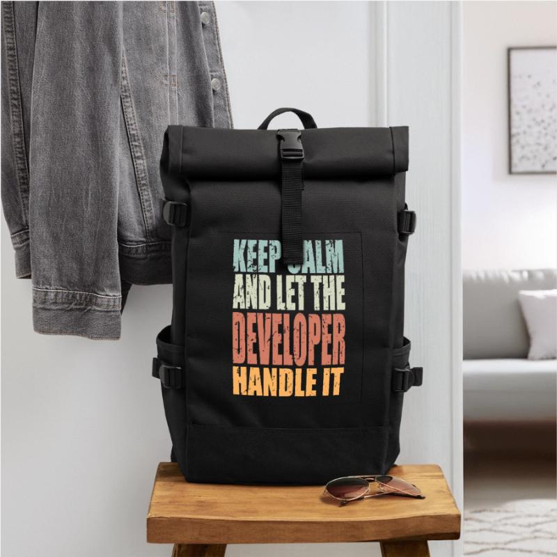 Keep Calm Developer Saying Developer Gift Roll Top Backpack
