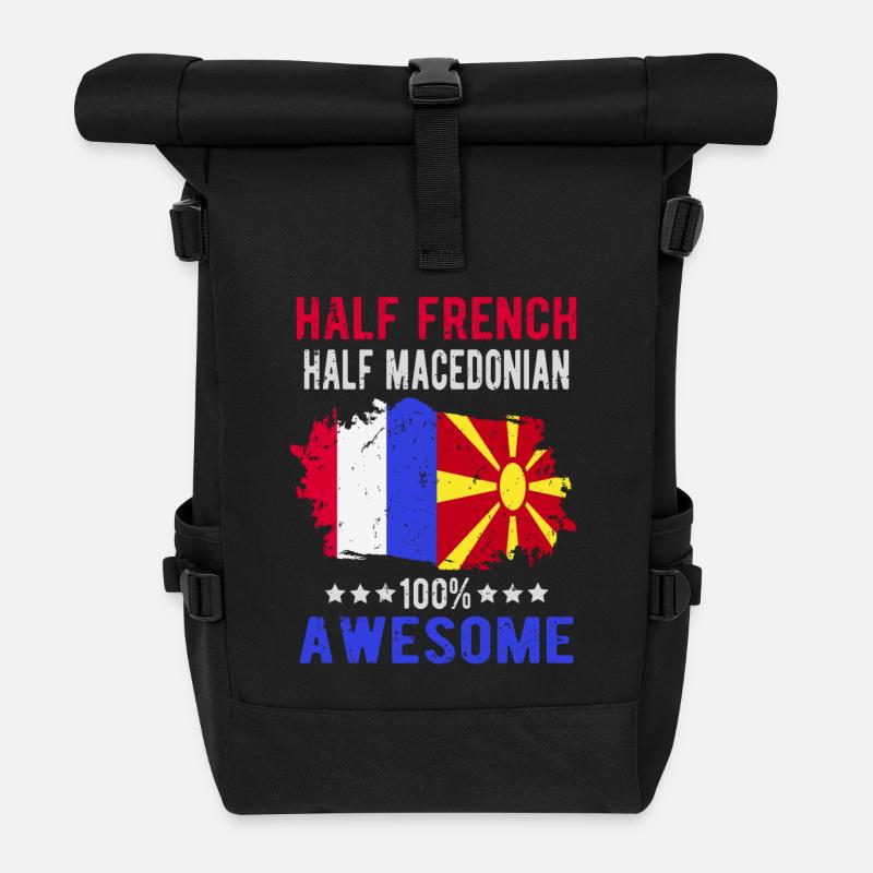 Moitié Français moitié macédonien - Sac à dos roll top - noir