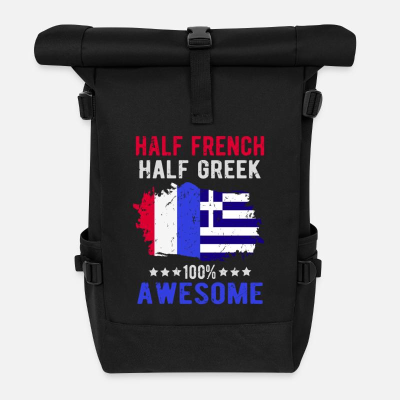 Moitié Français moitié grec - Sac à dos roll top - noir