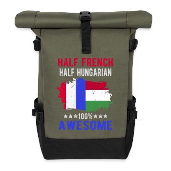 Halb Franzose Halb Ungar - Rolltop Rucksack - Olive/Schwarz - Vorne