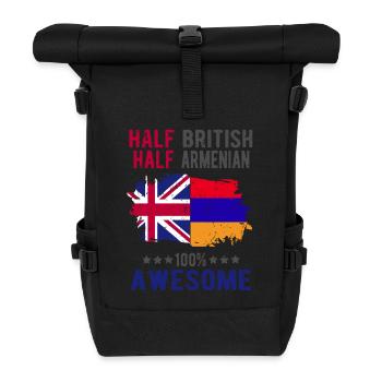 Halb Brite Halb Armenier - Rolltop Rucksack - Schwarz - Vorne