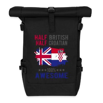 Half British Half Croat - Roll Top Backpack - black - Front