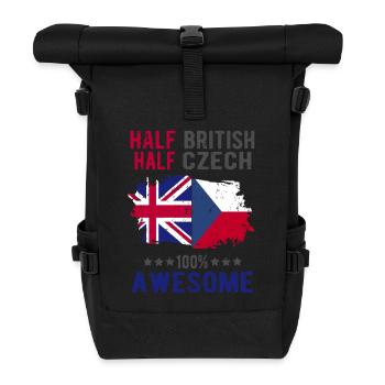 Halb Brite Halb Tscheche - Rolltop Rucksack - Schwarz - Vorne