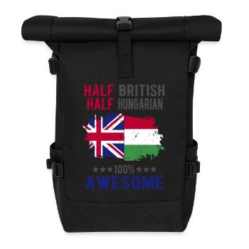Halb Brite Halb Ungar - Rolltop Rucksack - Schwarz - Vorne