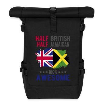 Halb Brite Halb Jamaikaner - Rolltop Rucksack - Schwarz - Vorne