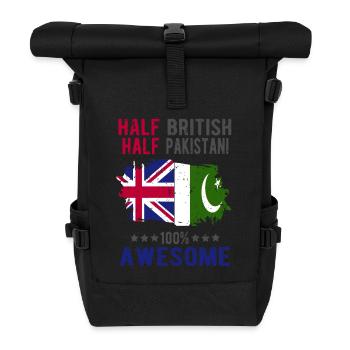 Half British Half Pakistanis - Roll Top Backpack - black - Front