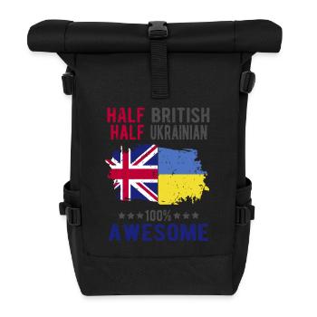 Halb Brite Halb Ukrainer - Rolltop Rucksack - Schwarz - Vorne