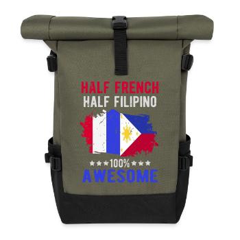 Half French Half Filipino - Roll Top Backpack - olive/black - Front