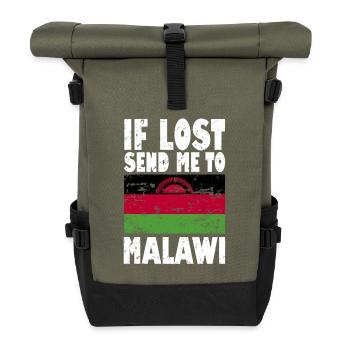 Malawi Flag Saying - Roll Top Backpack - olive/black - Front
