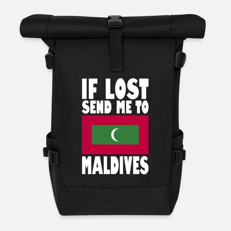 Malediven Flagge Spruch - Rolltop Rucksack - Schwarz