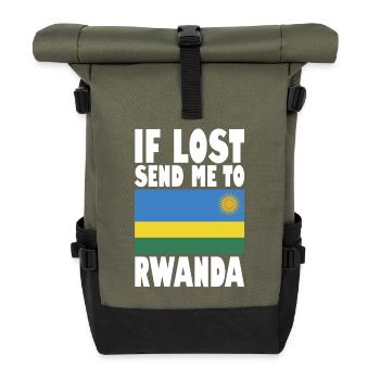 Rwanda Flagge Spruch - Rolltop Rucksack - Olive/Schwarz - Vorne