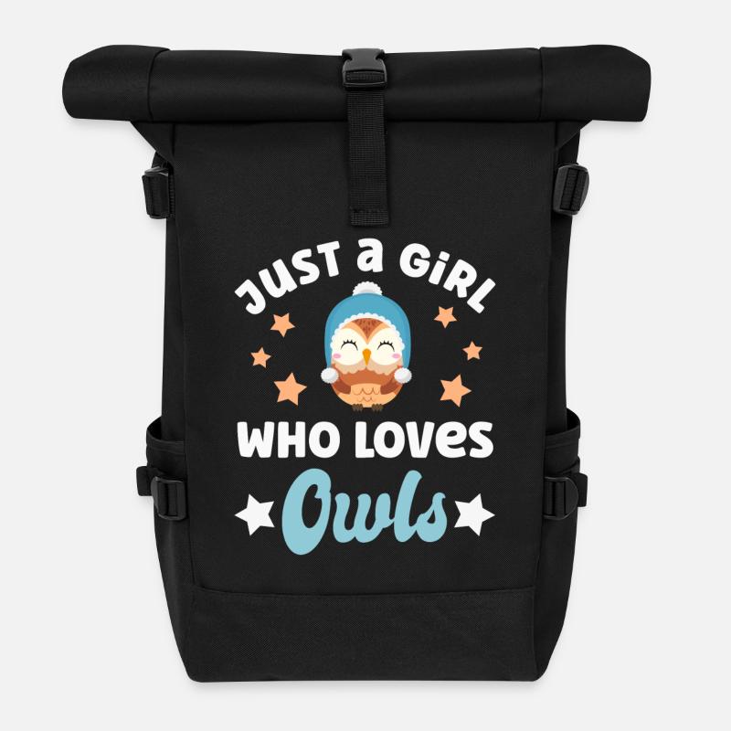 Eule Eulen - Rolltop Rucksack - Schwarz