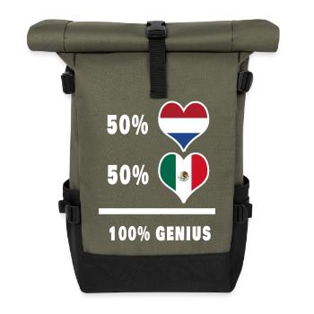 Mexico and the Netherlands Genius / Gift - Roll Top Backpack - olive/black - Front