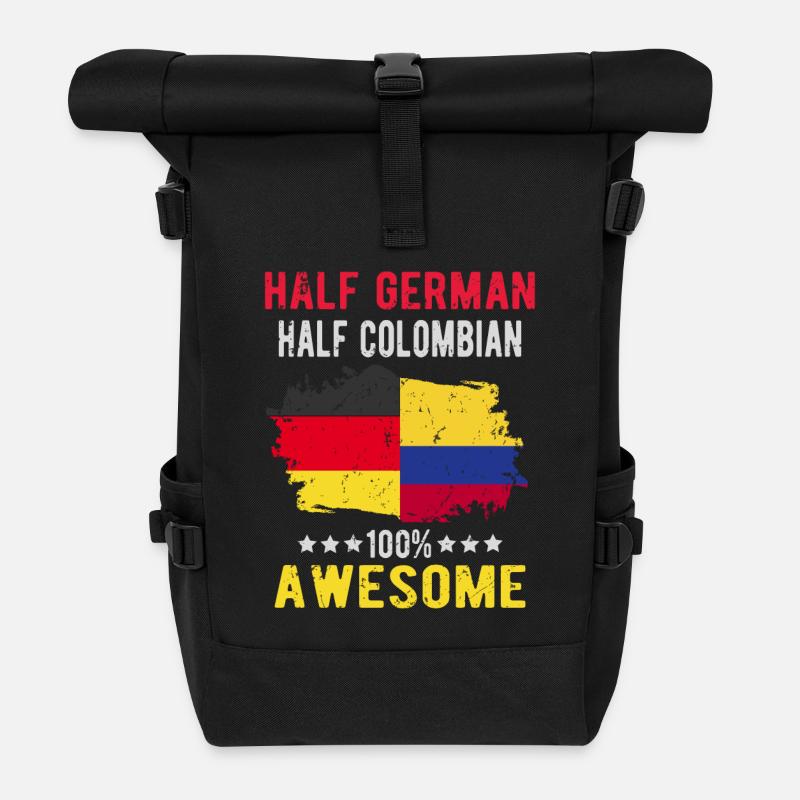 Halb Deutsch Halb Kolumbianer - Rolltop Rucksack - Schwarz