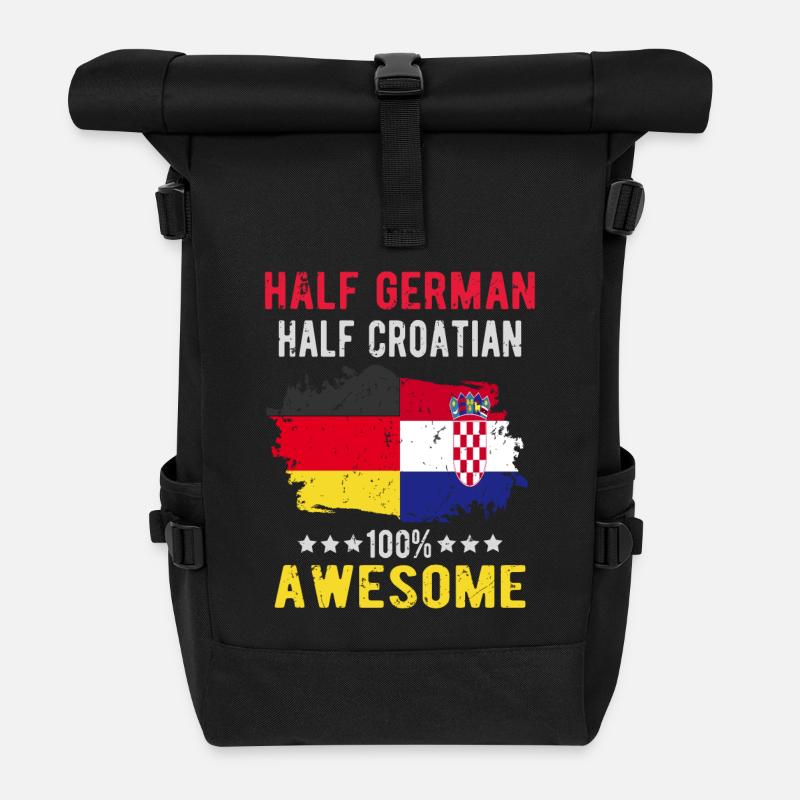 Halb Deutsch Halb Kroate - Rolltop Rucksack - Schwarz