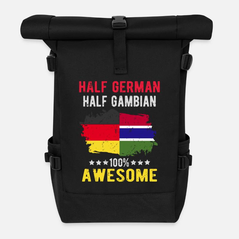 Halb Deutsch Halb Gambier - Rolltop Rucksack - Schwarz