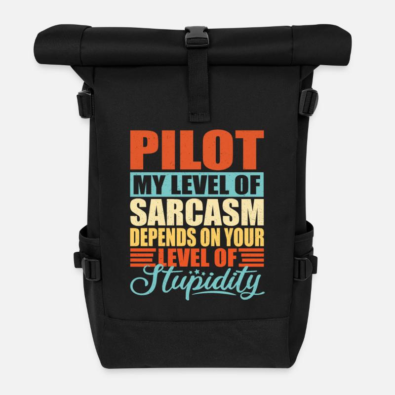 Pilot sarkasmus Lustiger Pilot - Rolltop Rucksack - Schwarz