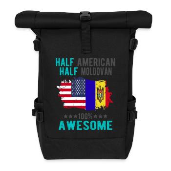 Halb Amerikaner Halb Moldawier - Rolltop Rucksack - Schwarz - Vorne