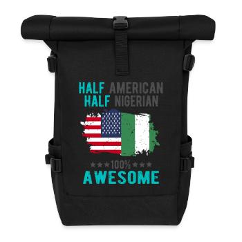 Halb Amerikaner Halb Nigerianer - Rolltop Rucksack - Schwarz - Vorne