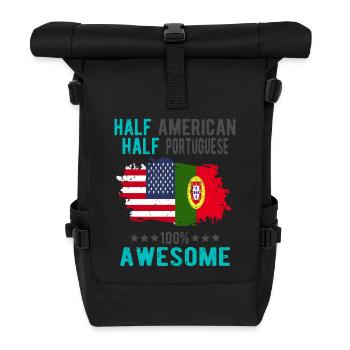 Halb Amerikaner Halb Portugiese - Rolltop Rucksack - Schwarz - Vorne