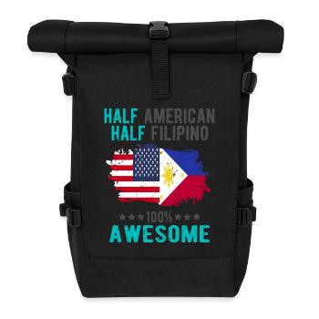 Half American Half Filipino - Roll Top Backpack - black - Front