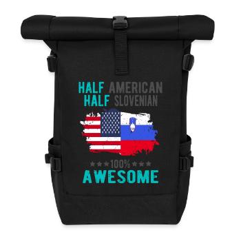 Halb Amerikaner Halb Slowenier - Rolltop Rucksack - Schwarz - Vorne