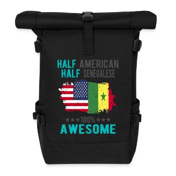 Half American Half Senegalese - Roll Top Backpack - black - Front