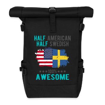Halb Amerikaner Halb Schwede - Rolltop Rucksack - Schwarz - Vorne