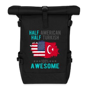 Halb Amerikaner Halb Türke - Rolltop Rucksack - Schwarz - Vorne