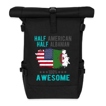 Half American Half Albanian - Roll Top Backpack - black - Front