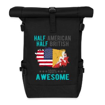 Halb Amerikaner Halb Brite - Rolltop Rucksack - Schwarz - Vorne