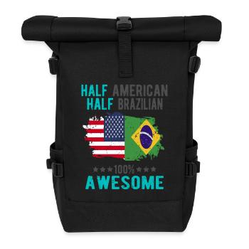 Halb Amerikaner Halb Brasilianer - Rolltop Rucksack - Schwarz - Vorne