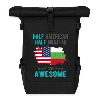Halb Amerikaner Halb Bulgare - Rolltop Rucksack - Schwarz - Vorne