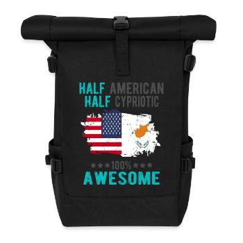 Halb Amerikaner Halb Zyprer - Rolltop Rucksack - Schwarz - Vorne