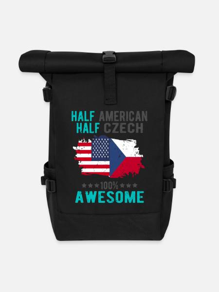 Halb Amerikaner Halb Tscheche - Rolltop Rucksack - Schwarz
