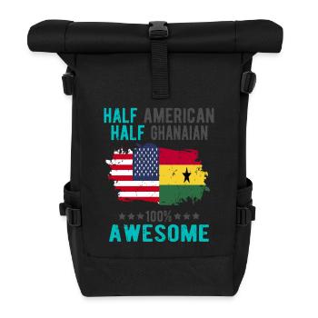 Halb Amerikaner Halb Ghanese - Rolltop Rucksack - Schwarz - Vorne