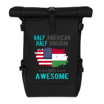 Halb Amerikaner Halb Ungar - Rolltop Rucksack - Schwarz - Vorne